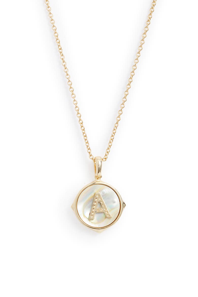 Initial Pendant Necklace, Main, color, GOLD IRIDESCENT ABALONE-A