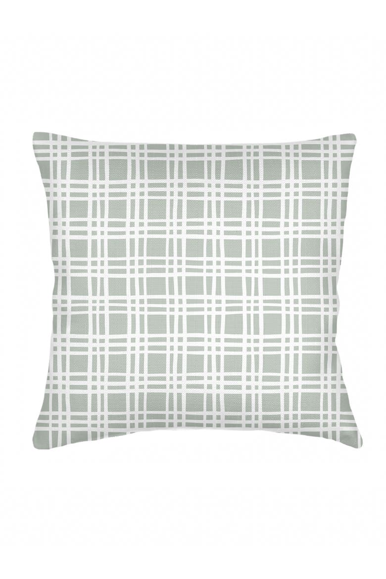 Estate Plaid Linen Euro Pillow with Down Alternative Insert, Main, color, Sage Green