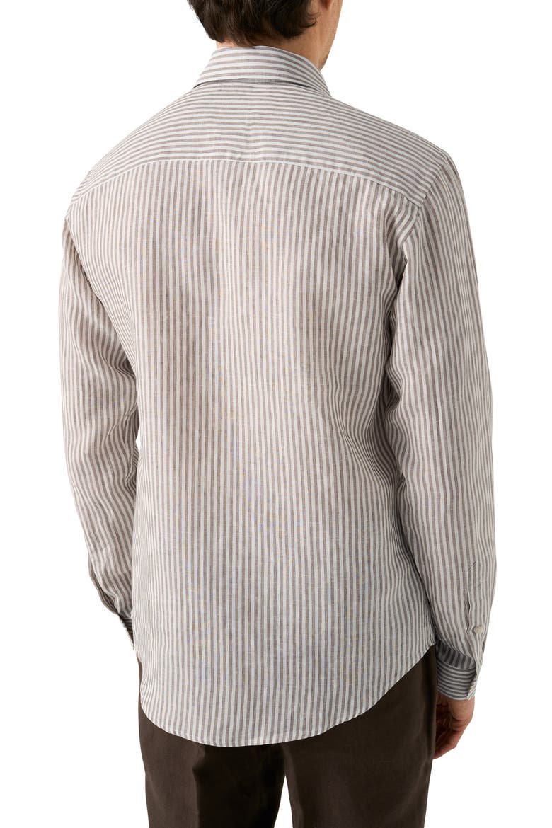Regular Fit Bengal Stripe Linen Dress Shirt, Alternate, color, LIGHT BEIGE