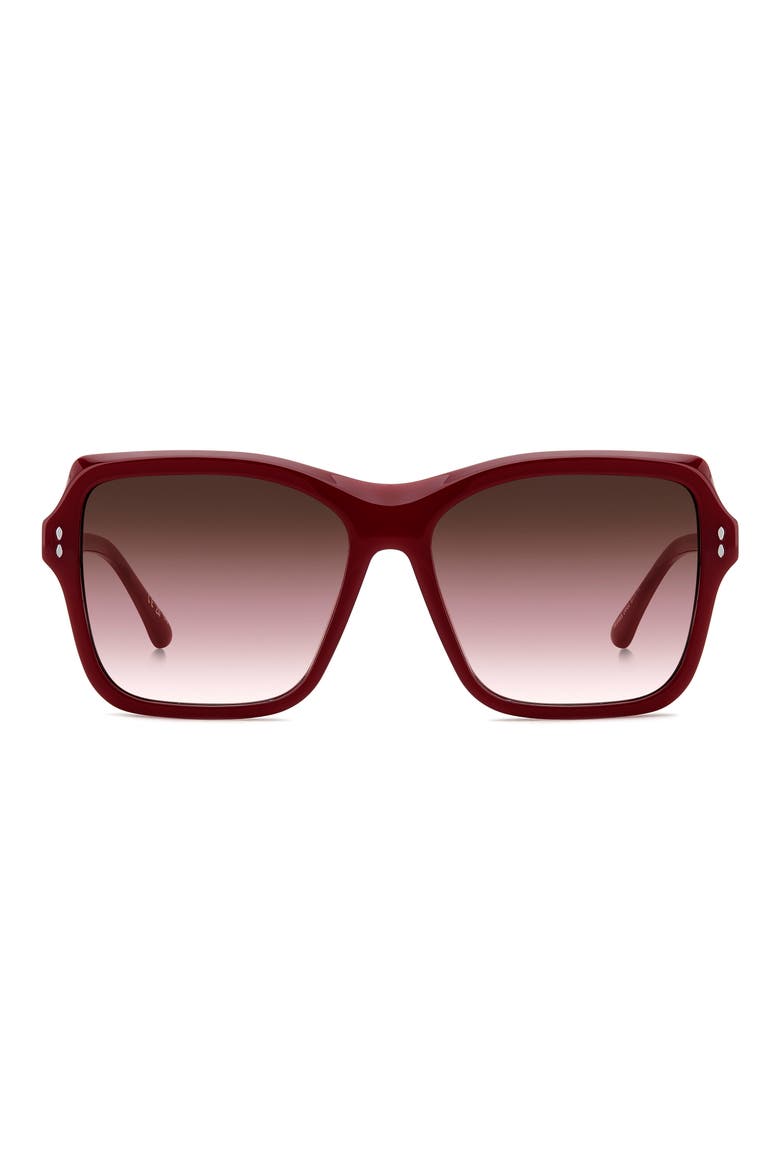 58mm Gradient Square Sunglasses, Main, color, BURGUNDY