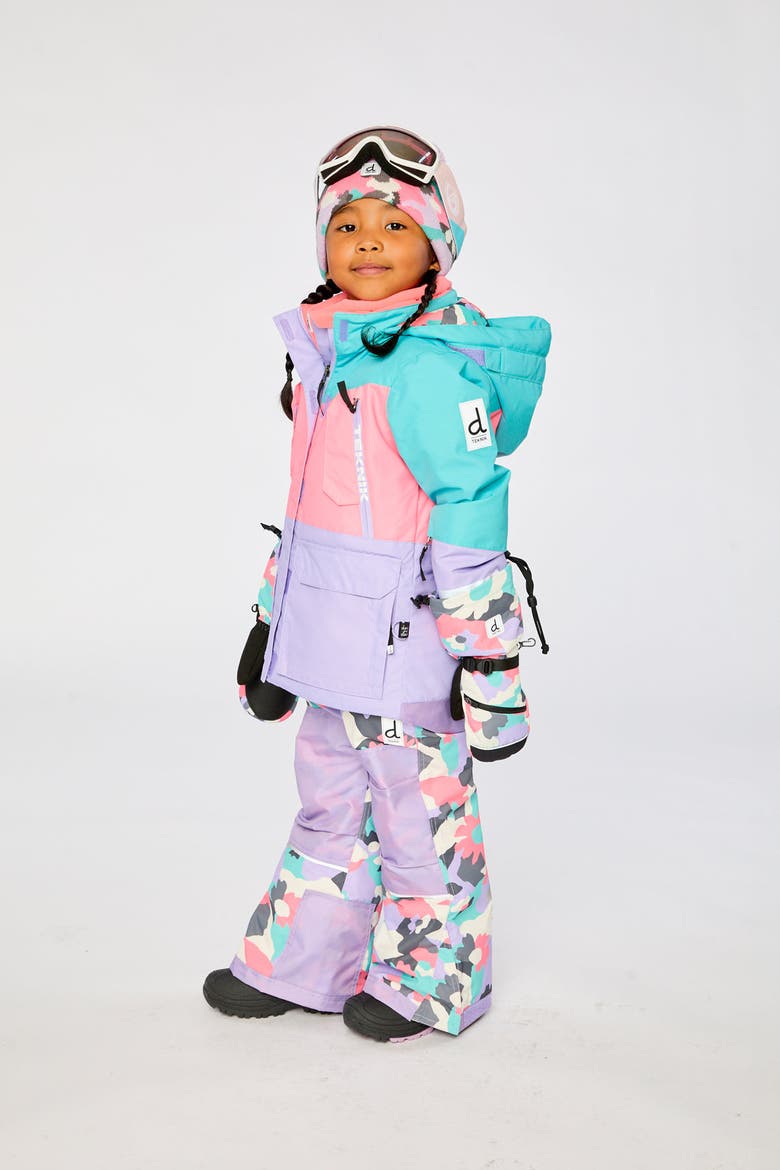Fleece Lined Teknik Jacket & Reinforced Pants Two Piece Snowsuit, Alternate, color, Turquoise, Orange and Mauve