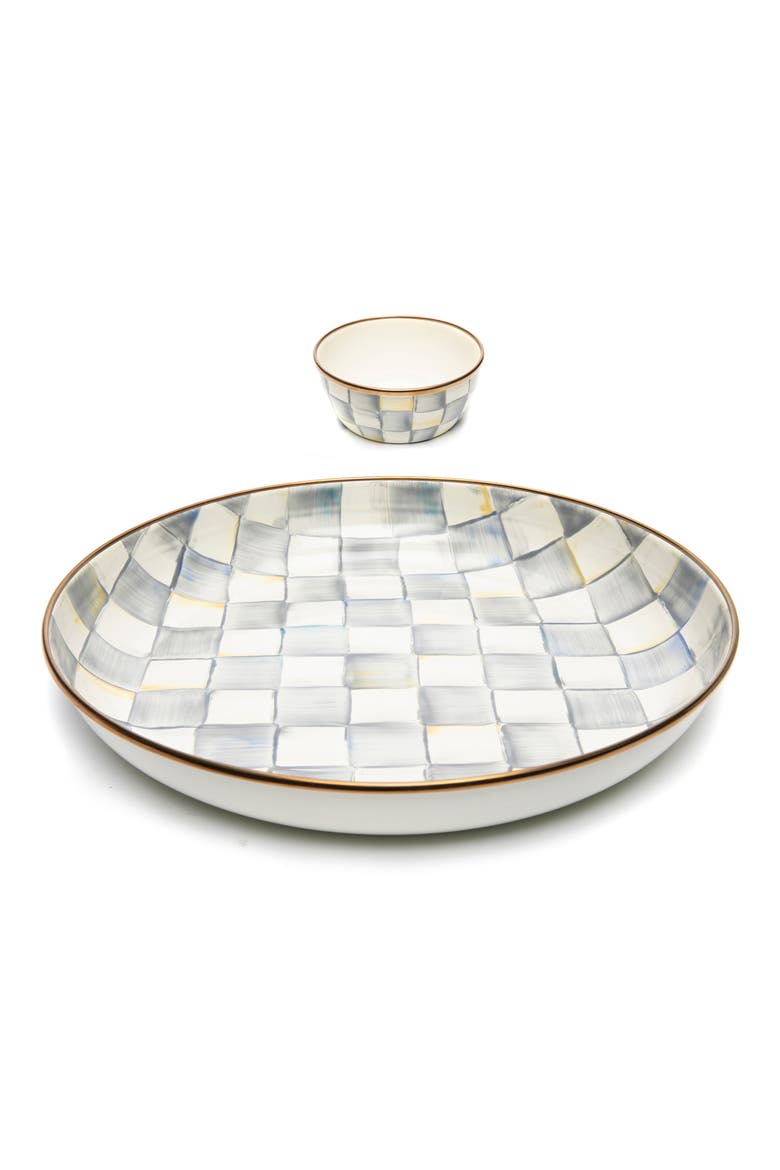 Sterling Check Chip & Dip Set, Main, color, GREY/ WHITE
