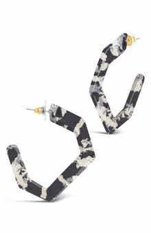 Sterling Forever Open Geometric Hoop Earrings