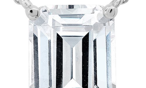 Crislu Emerald Cut Cubic Zirconia Pendant Necklace In Silver