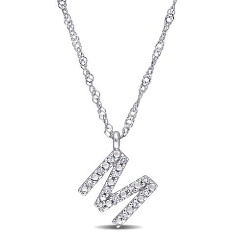 Diamond Initial Pendant Necklace 14k