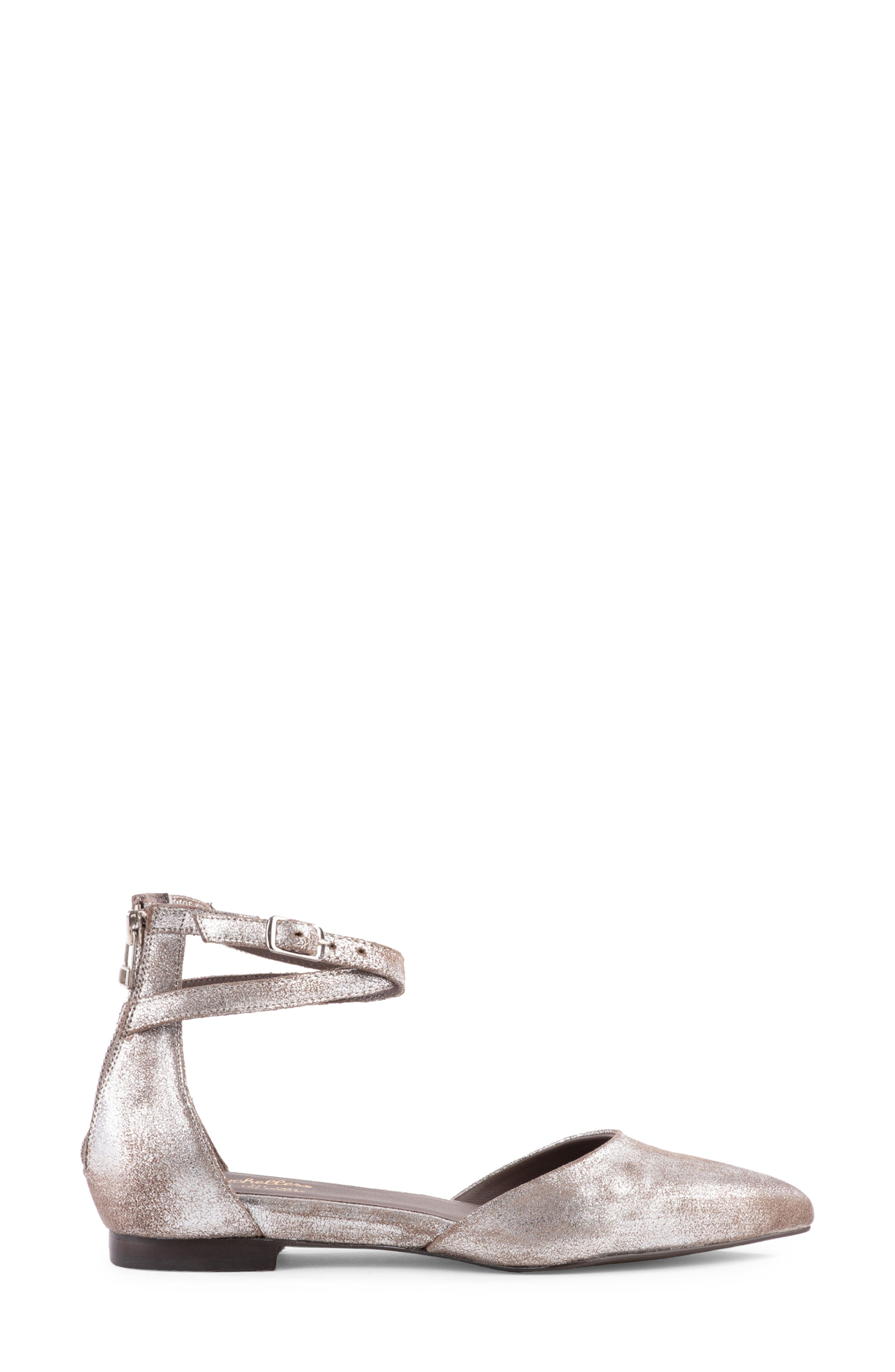 Seychelles Ankle Strap d'Orsay Pointed Toe Flat, Alternate, color, Pewter