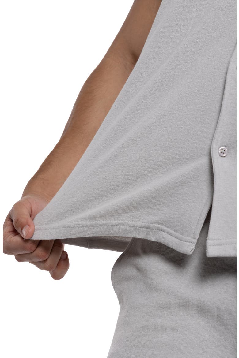 Relaxed Cotton & Hemp Button-Down Polo, Alternate, color, GRAY