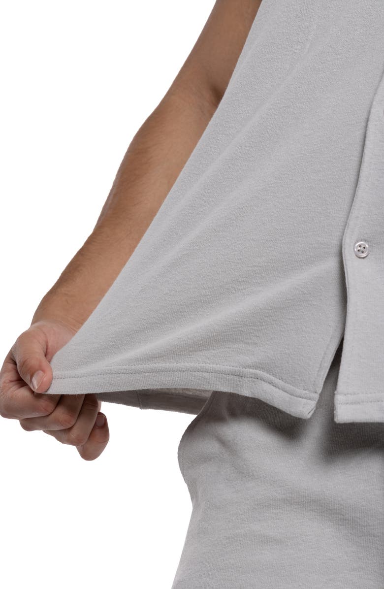 Spring + Mercer Relaxed Cotton & Hemp Button-Down Polo, Alternate, color, Gray