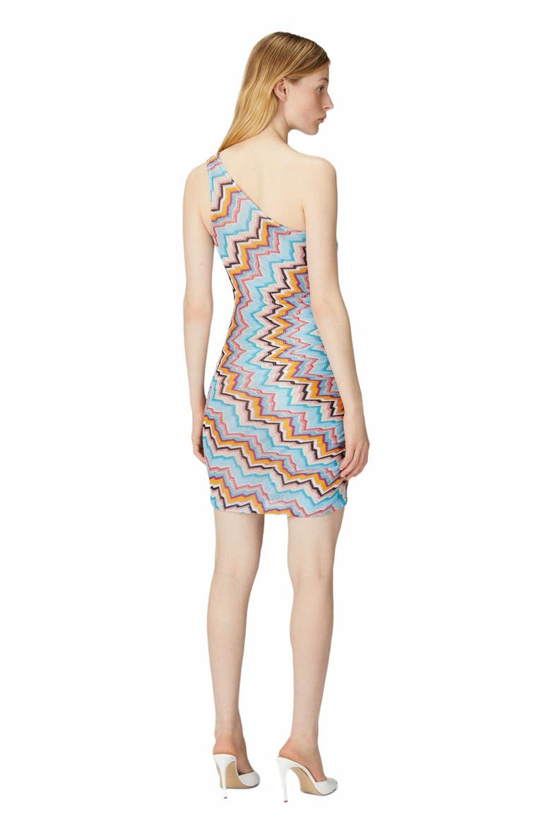Short One-shoulder Cover-up With Zig Zag Pattern, Alternate, color, Multicoloured