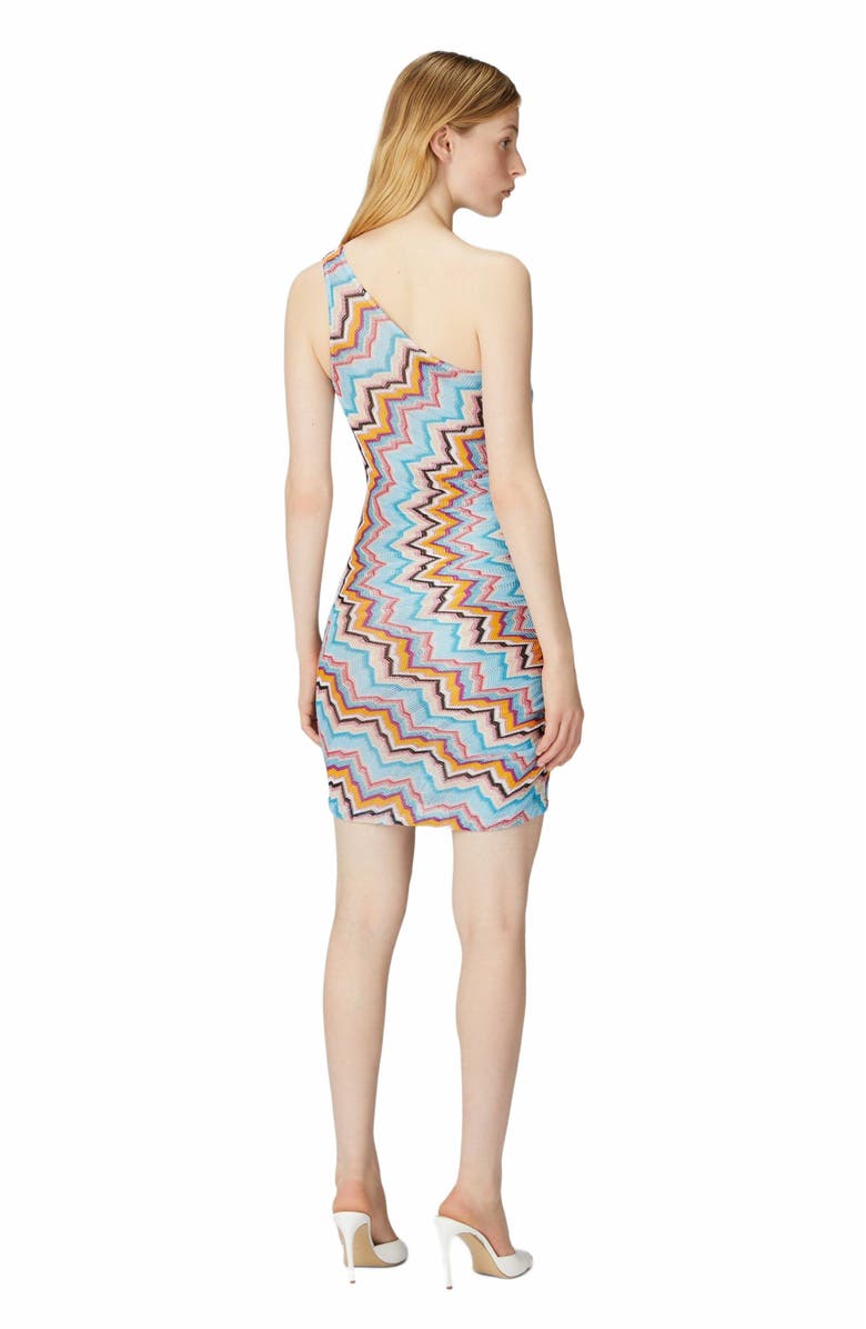 Missoni Short One-shoulder Cover-up With Zig Zag Pattern, Alternate, color, Multicoloured