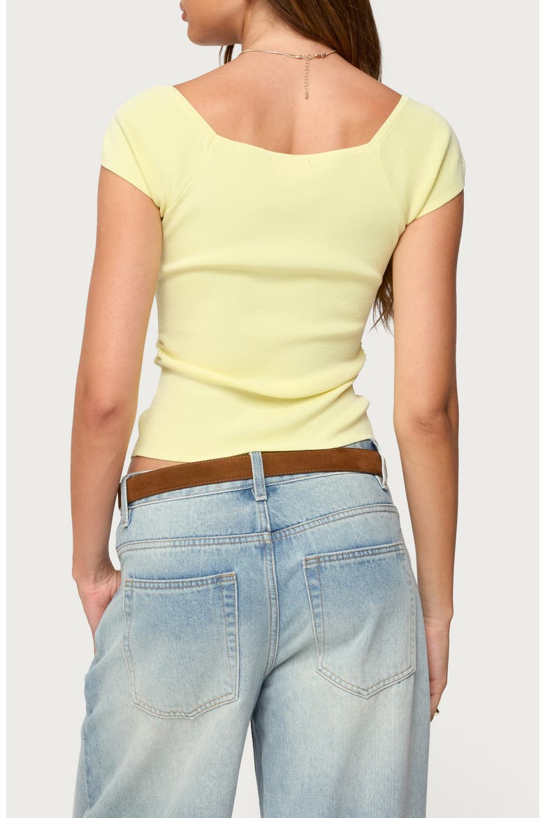 Lilibet Ruffle Placket Button-Up Knit Top, Alternate, color, YELLOW