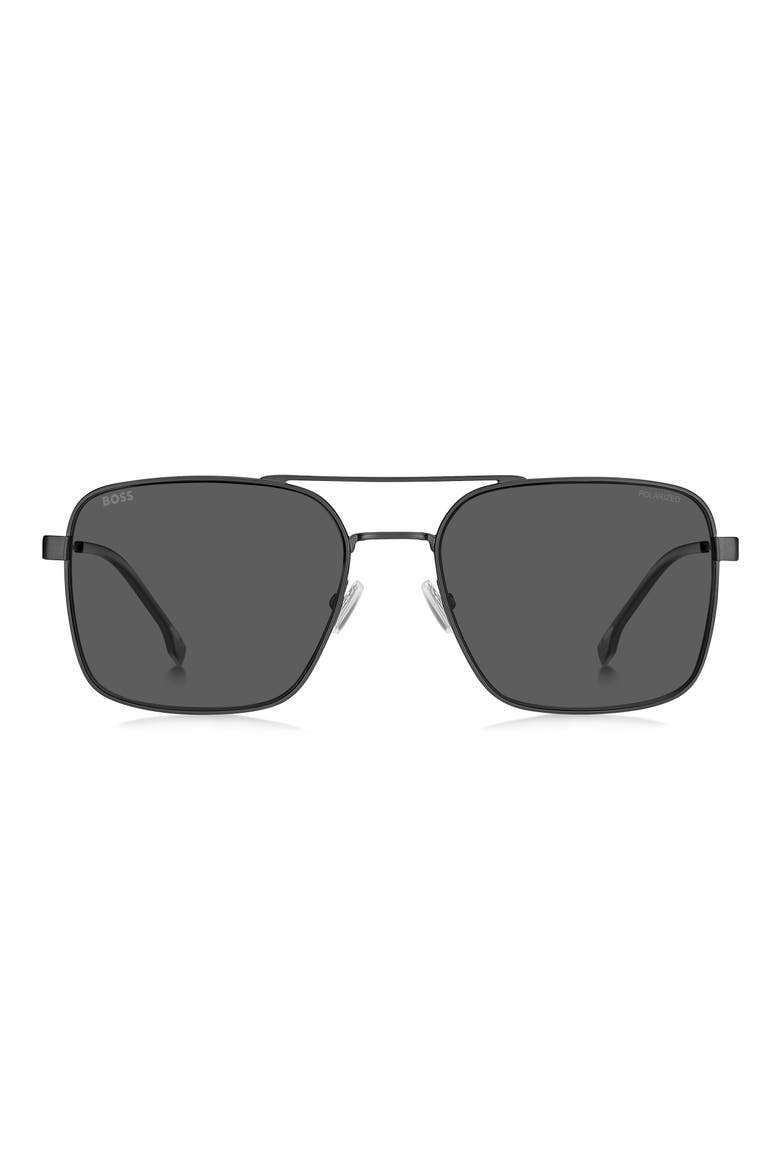 58mm Polarized Aviator Sunglasses, Main, color, MATTE RUTHENIUM BLACK