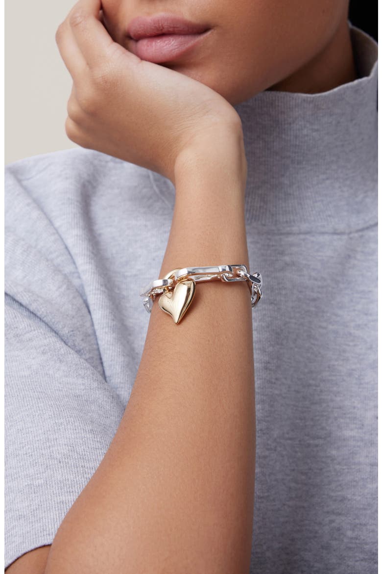 Padlock Heart Chain Bracelet, Alternate, color, TWO-TONE