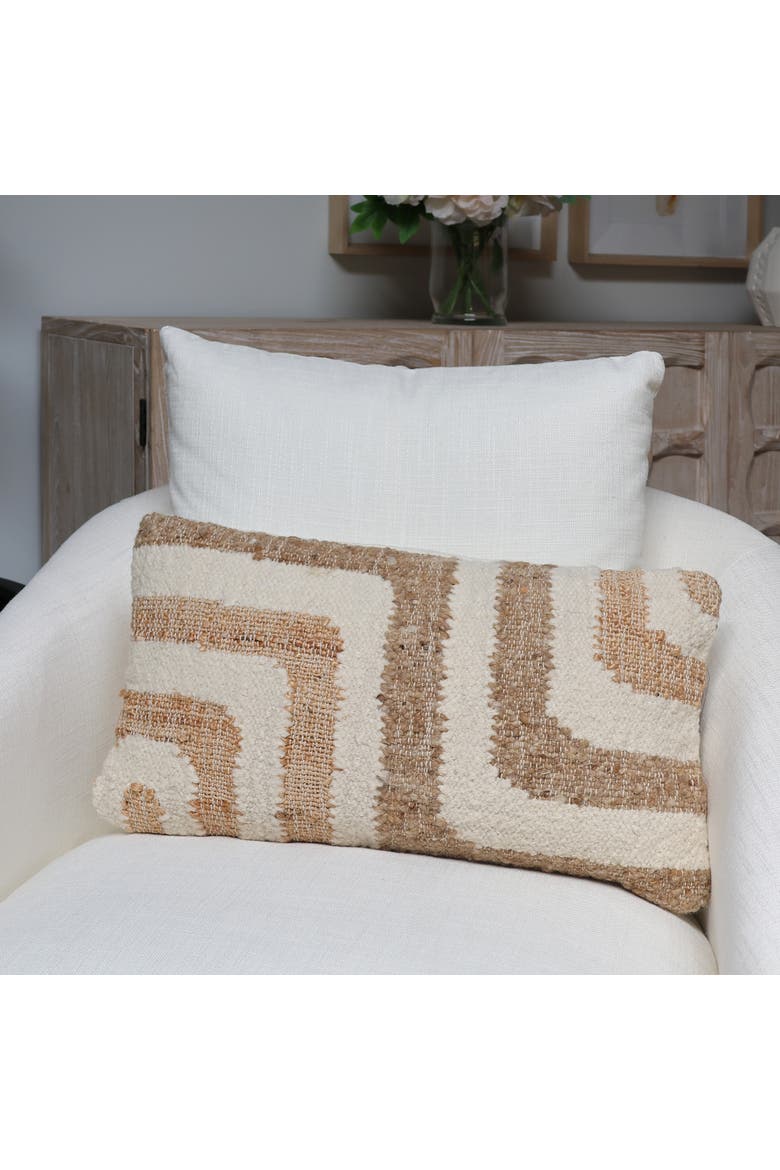Cairo Handwoven Jute & Wool Lumbar Pillow, Alternate, color, Sand