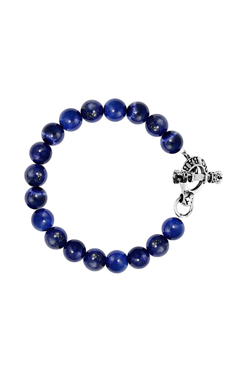 10mm Lapis Bead Bracelet with Silver Toggle Clasp, Main, color, Silver