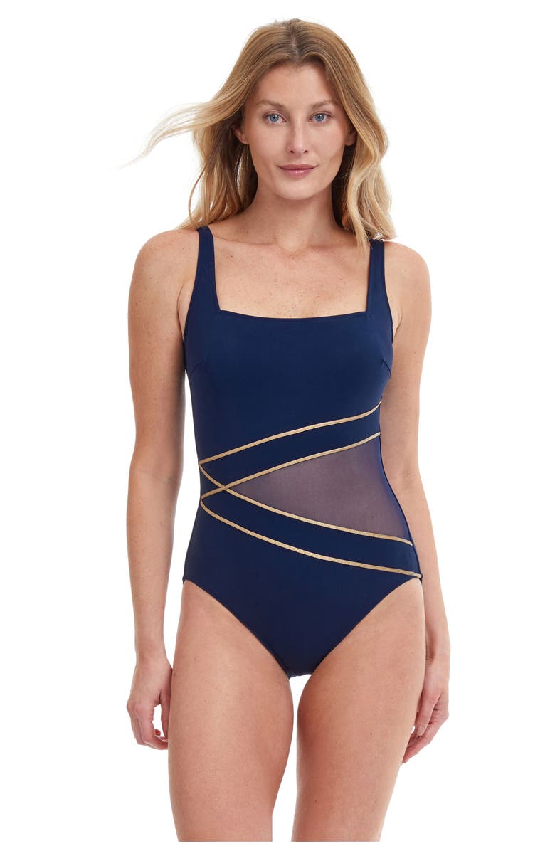 Gottex Onyx Bandeau One Piece Swimsuit, Main, color, 