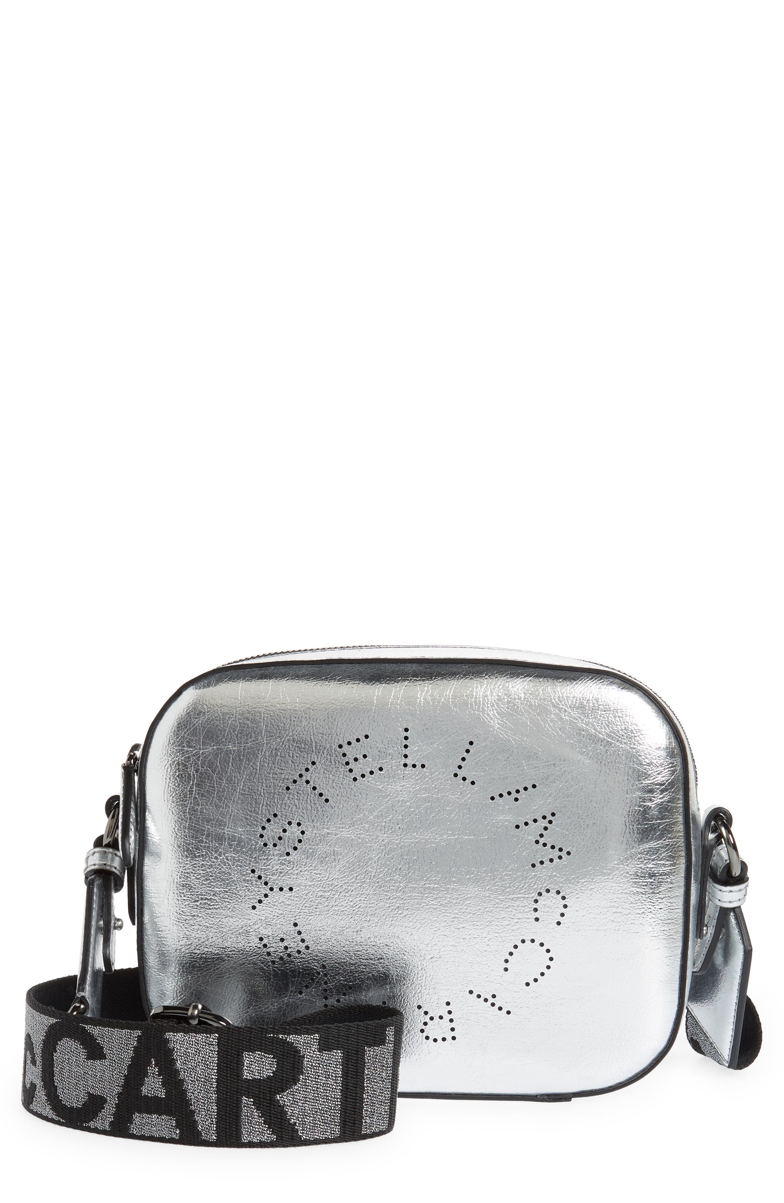 Stella McCartney Small Metallic Faux Leather Camera Bag, Main, color, 