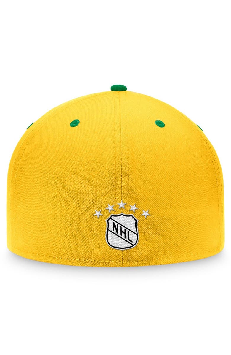 FANATICS Men's Fanatics Branded Gold/Kelly Green Minnesota North Stars Iconic Heritage Two-Tone Panel Fitted Hat, Alternate, color, 