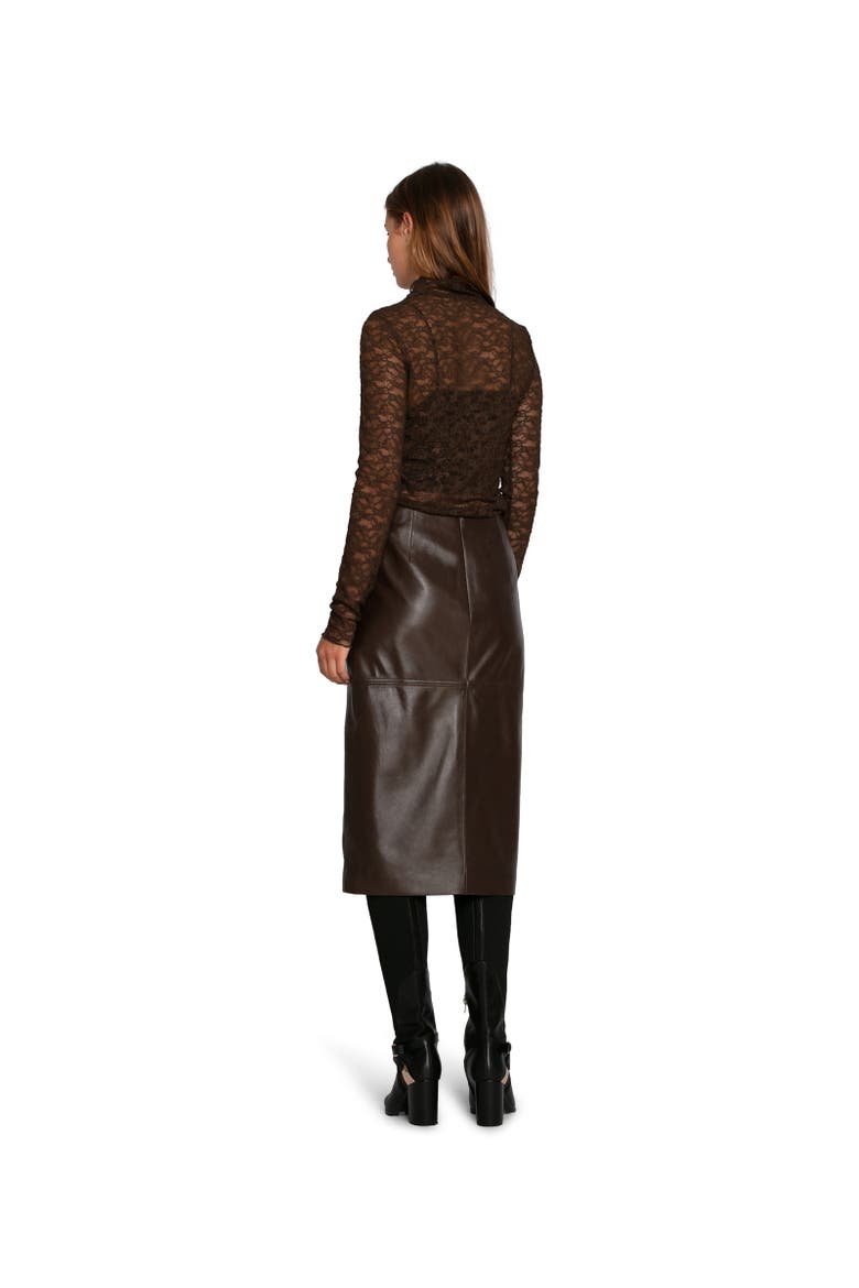 Understated Leather Pencil Skirt, Alternate, color, Dark Brown