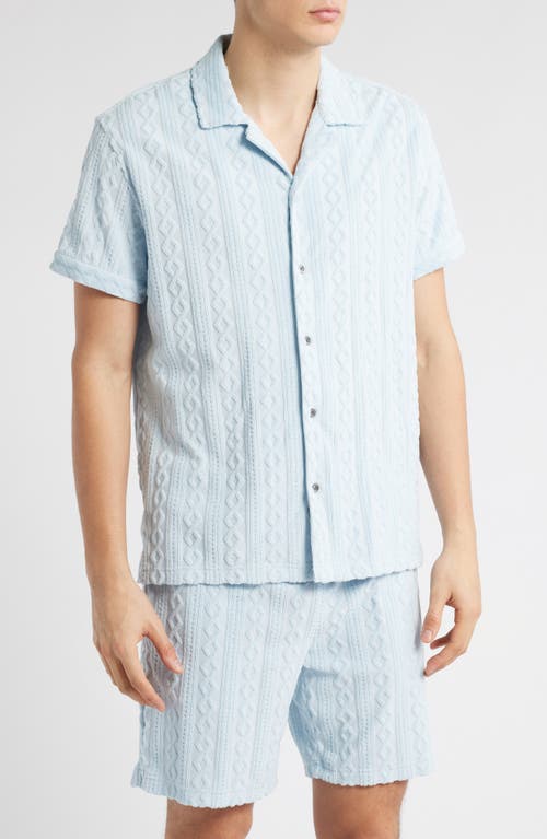 Rails Maverick Textured Knit Camp Shirt In Coastal Blue