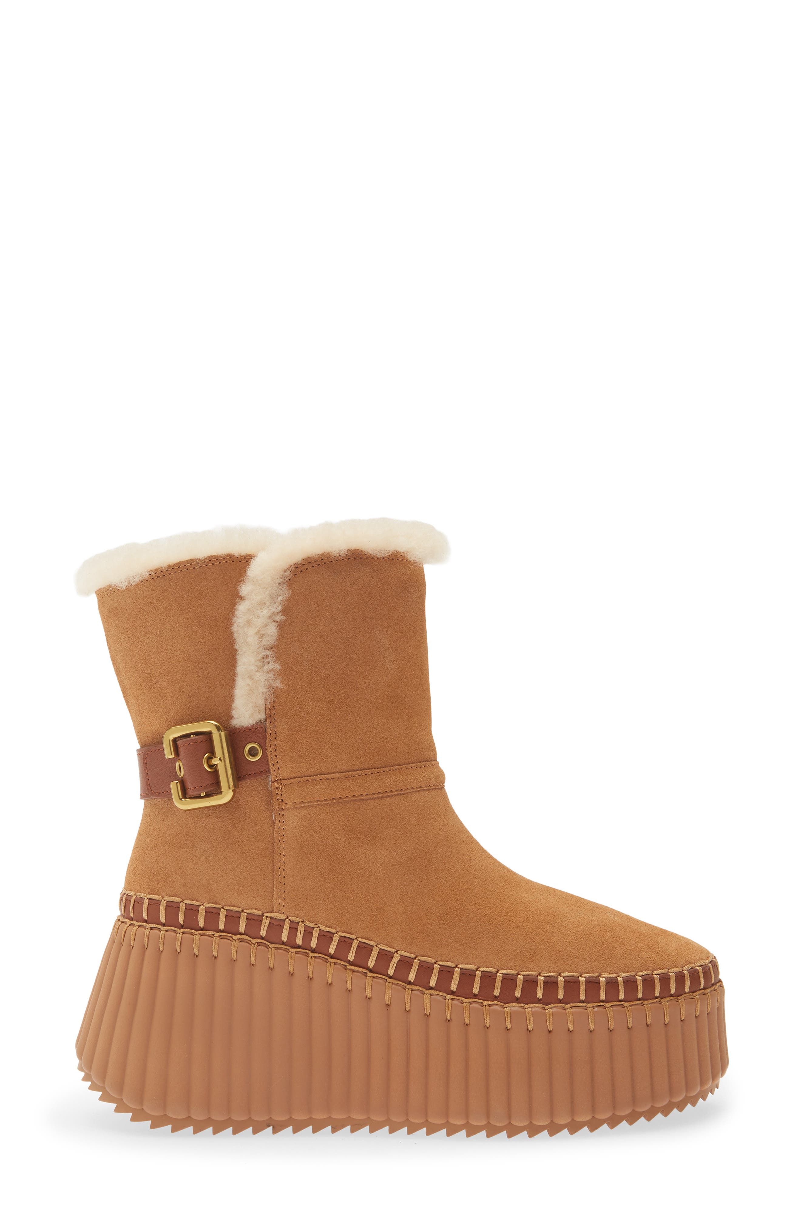 Nama Genuine Shearling Platform Ankle Boot, Alternate, color, POTTERY BROWN