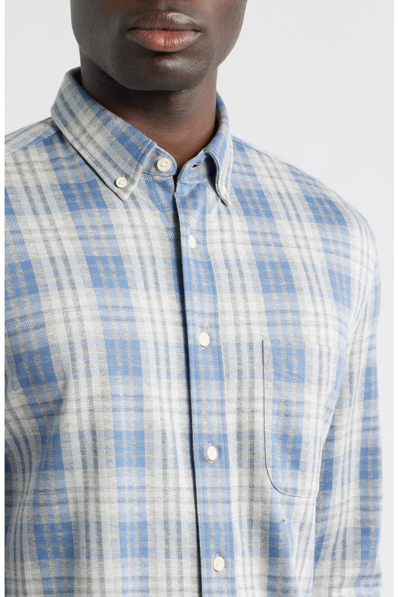 Coastline Knit Button-Down Shirt, Alternate, color, HORIZON BLUE PLAID