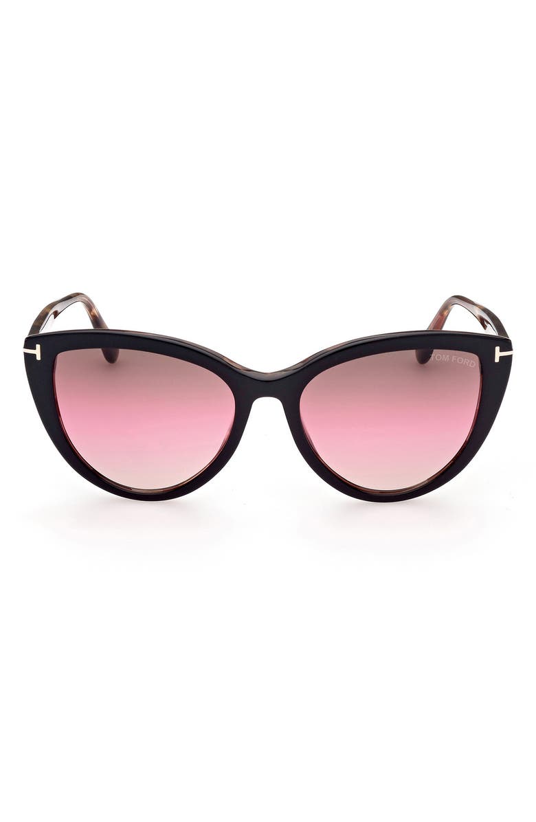 TOM FORD Isabella-02 56mm Gradient Cat Eye Sunglasses, Main, color, Sblk/ Brng