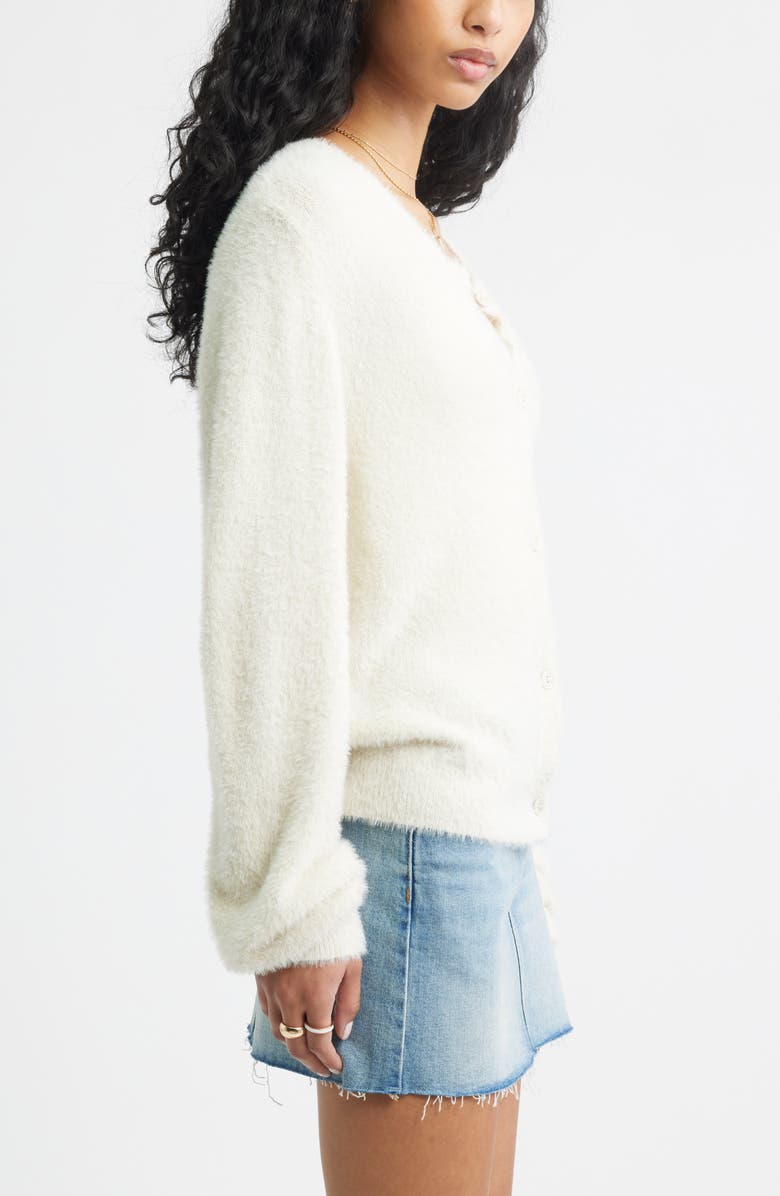 BP. Fuzzy Scoop Neck Cardigan, Alternate, color, Ivory