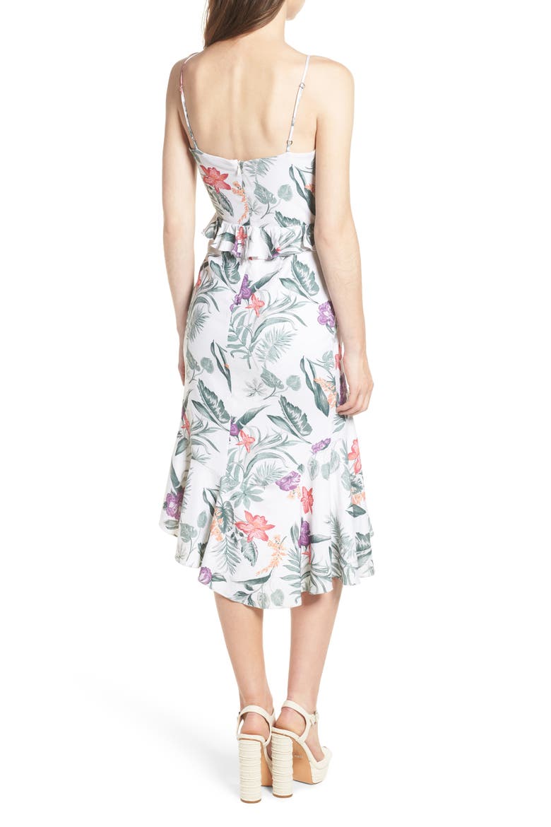 Mahari Cutout Midi Dress, Alternate, color, IVORY TROPICAL