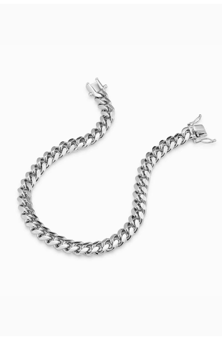 Oradina Mens In Command Cuban Statement Bracelet in Sterling Silver, Alternate, color, Silver