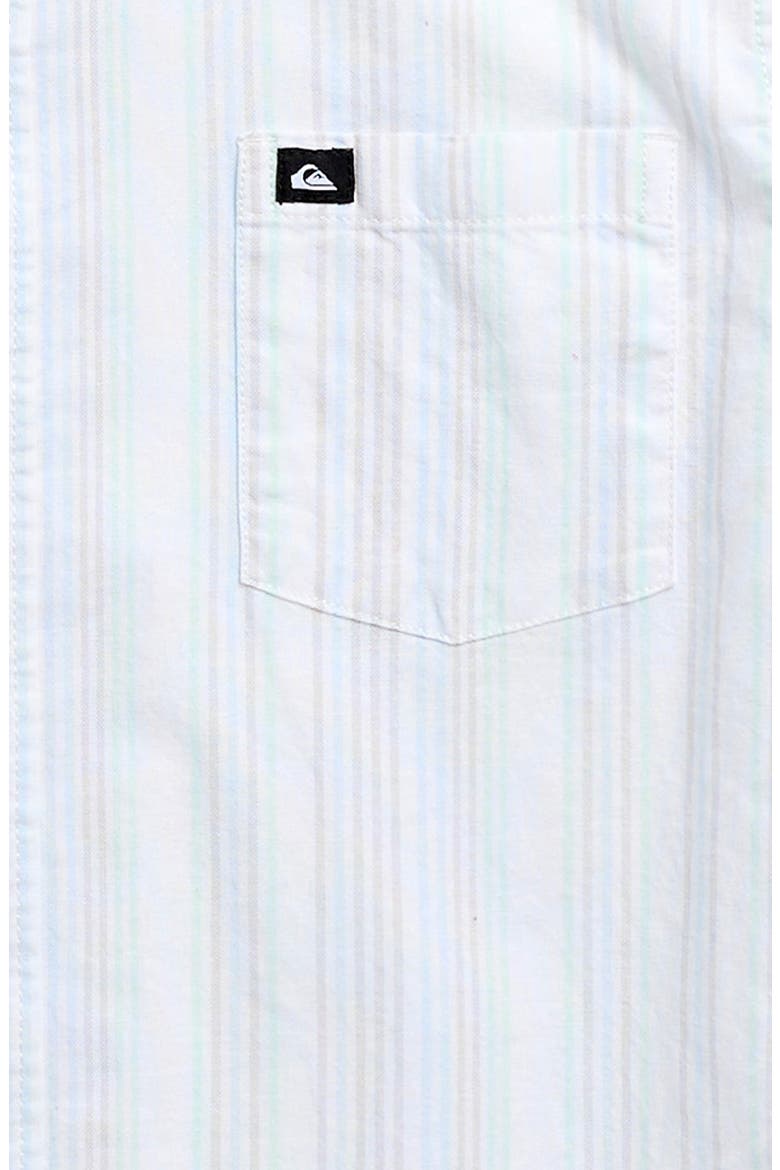 Kids' Island Stripe Short Sleeve Cotton Button-Up Shirt, Alternate, color, OFF WHITE