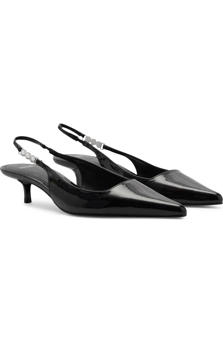 MANGO Crystal Pointed Toe Slingback Pump, Main, color, Black