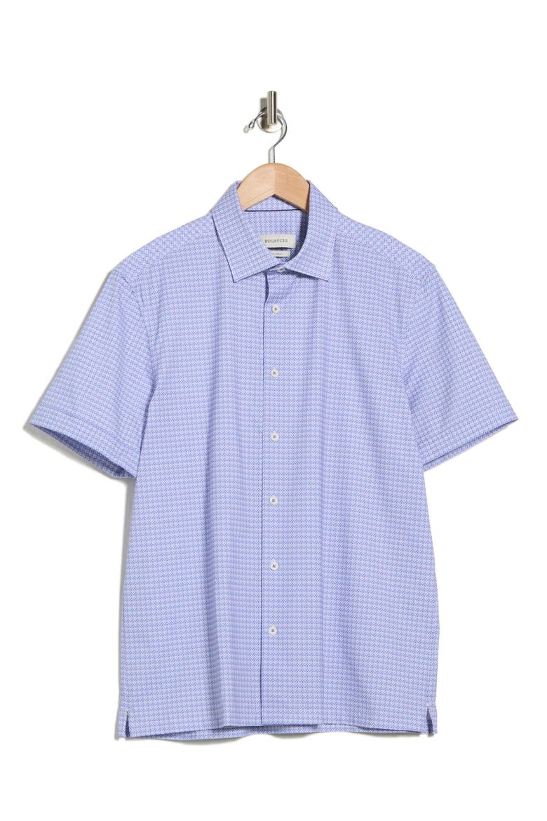 Print Short Sleeve Button-Up Shirt, Alternate, color, LAVENDER