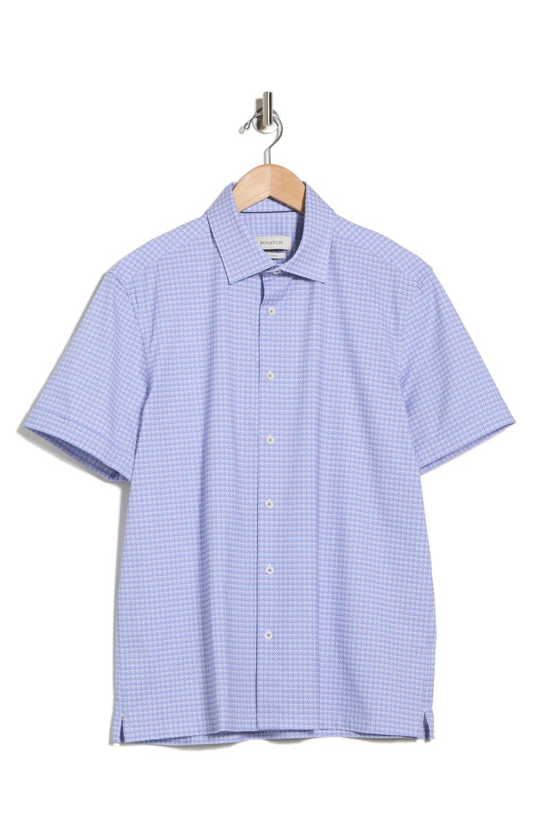 Bugatchi Print Short Sleeve Button-Up Shirt, Main, color, Lavender