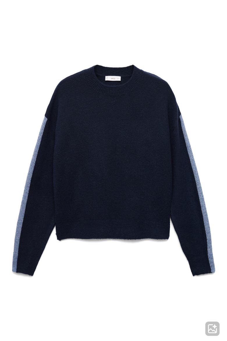 Stripe Intarsia Knit Sweater, Alternate, color, NAVY