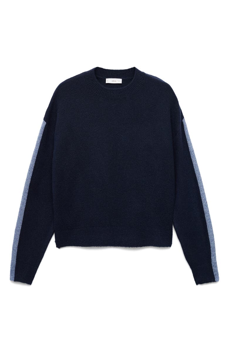 MANGO TEEN Stripe Intarsia Knit Sweater, Alternate, color, Navy