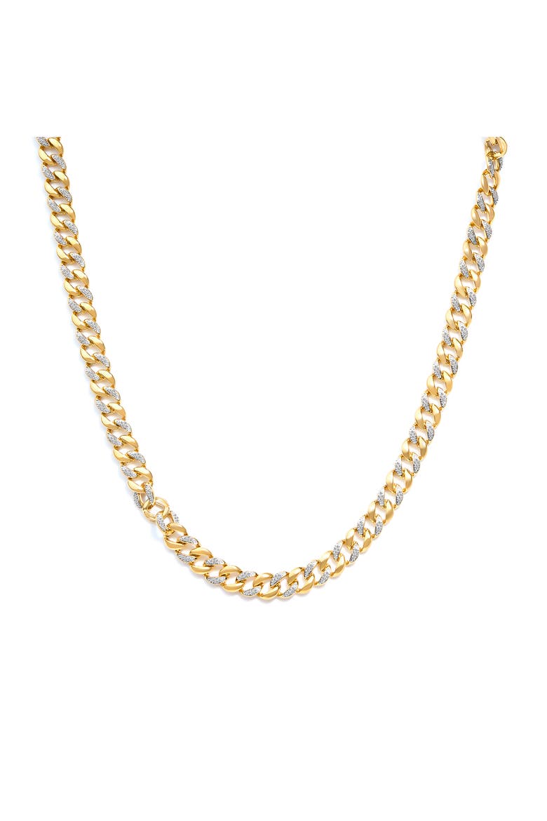 14K Yellow Gold Plated Silver 1.0 Cttw Diamond Cuban Link Necklace, Main, color, Yellow Gold over Silver