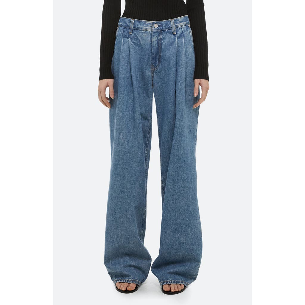 Helmut Lang High Waist Double Pleat Jeans In Blue