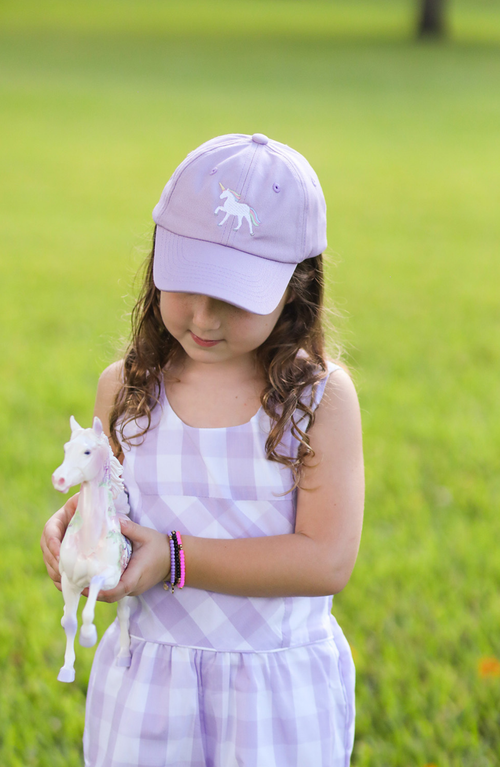 Bits & Bows Rainbow Unicorn Twill Bow Baseball Hat In Purple