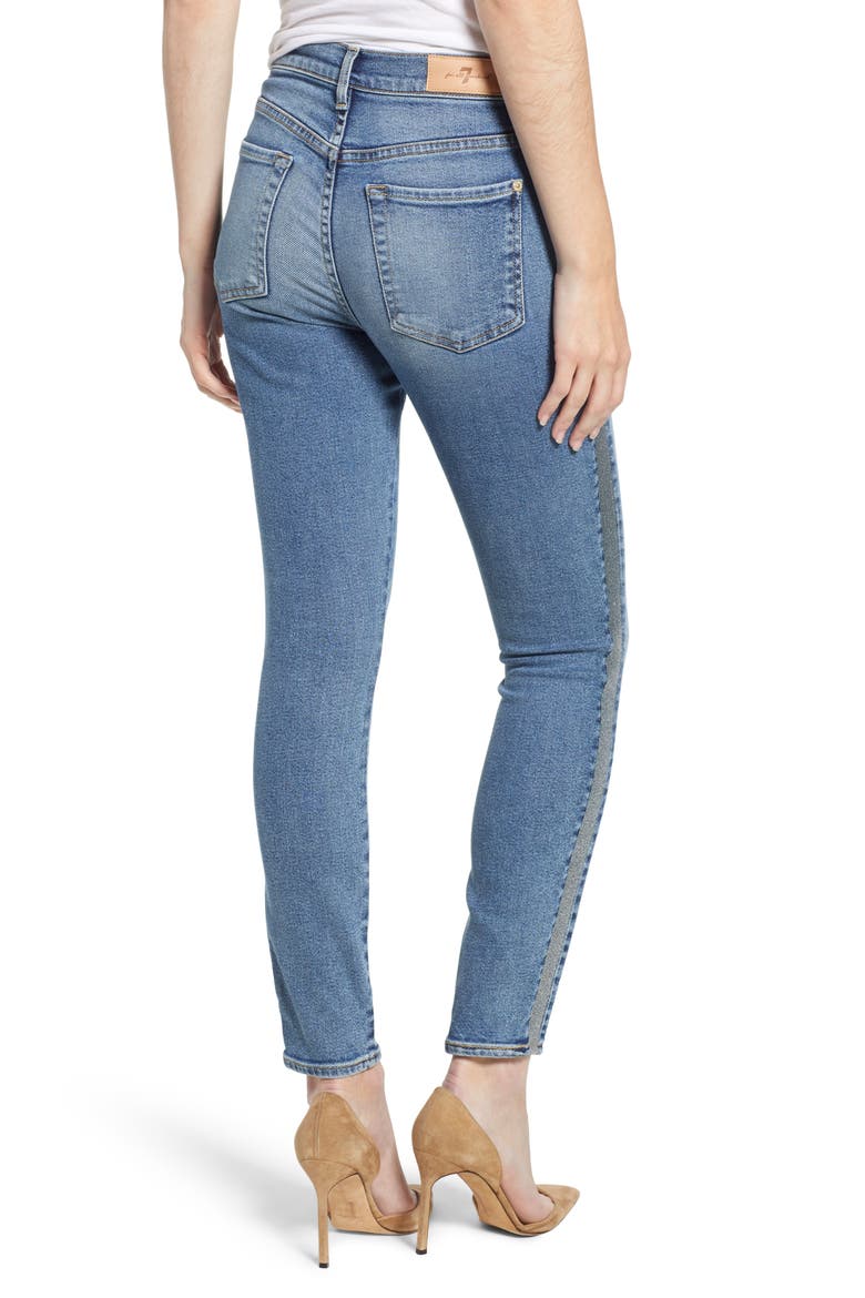 7 For All Mankind® Luxe Vintage Side Stripe High Waist Ankle Skinny Jeans, Alternate, color, LUXE VINTAGE MUSE