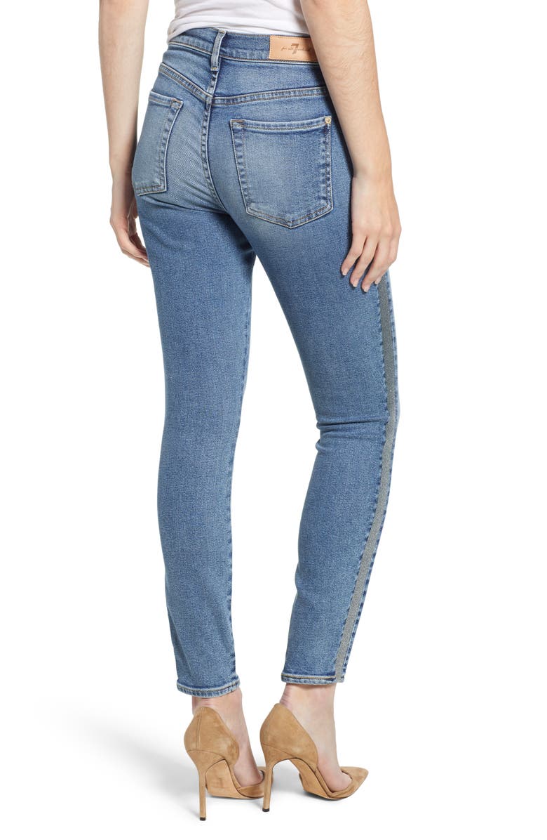 7 For All Mankind <sup>®</sup> Luxe Vintage Side Stripe High Waist Ankle Skinny Jeans, Alternate, color, 