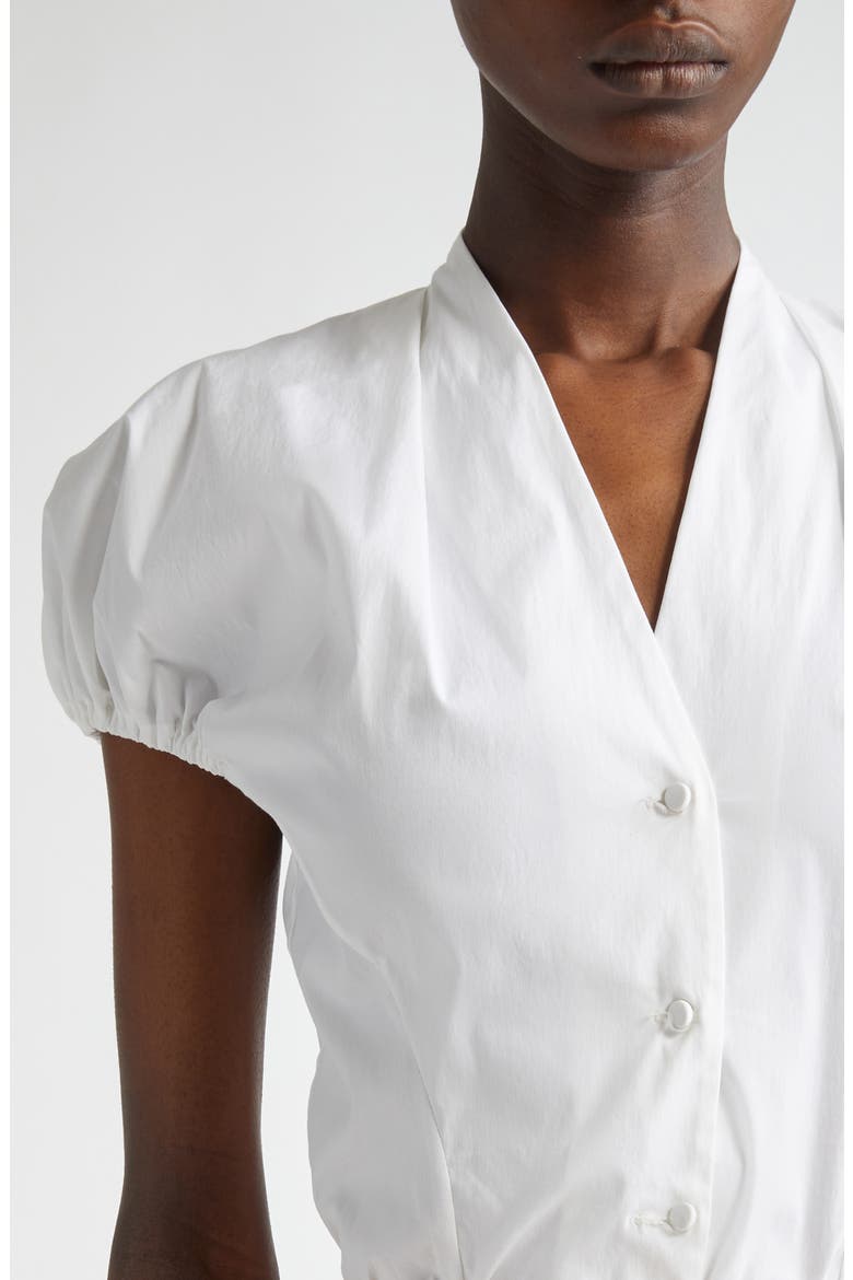 V-Neck Poplin Button-Up Shirt, Alternate, color, IVORY