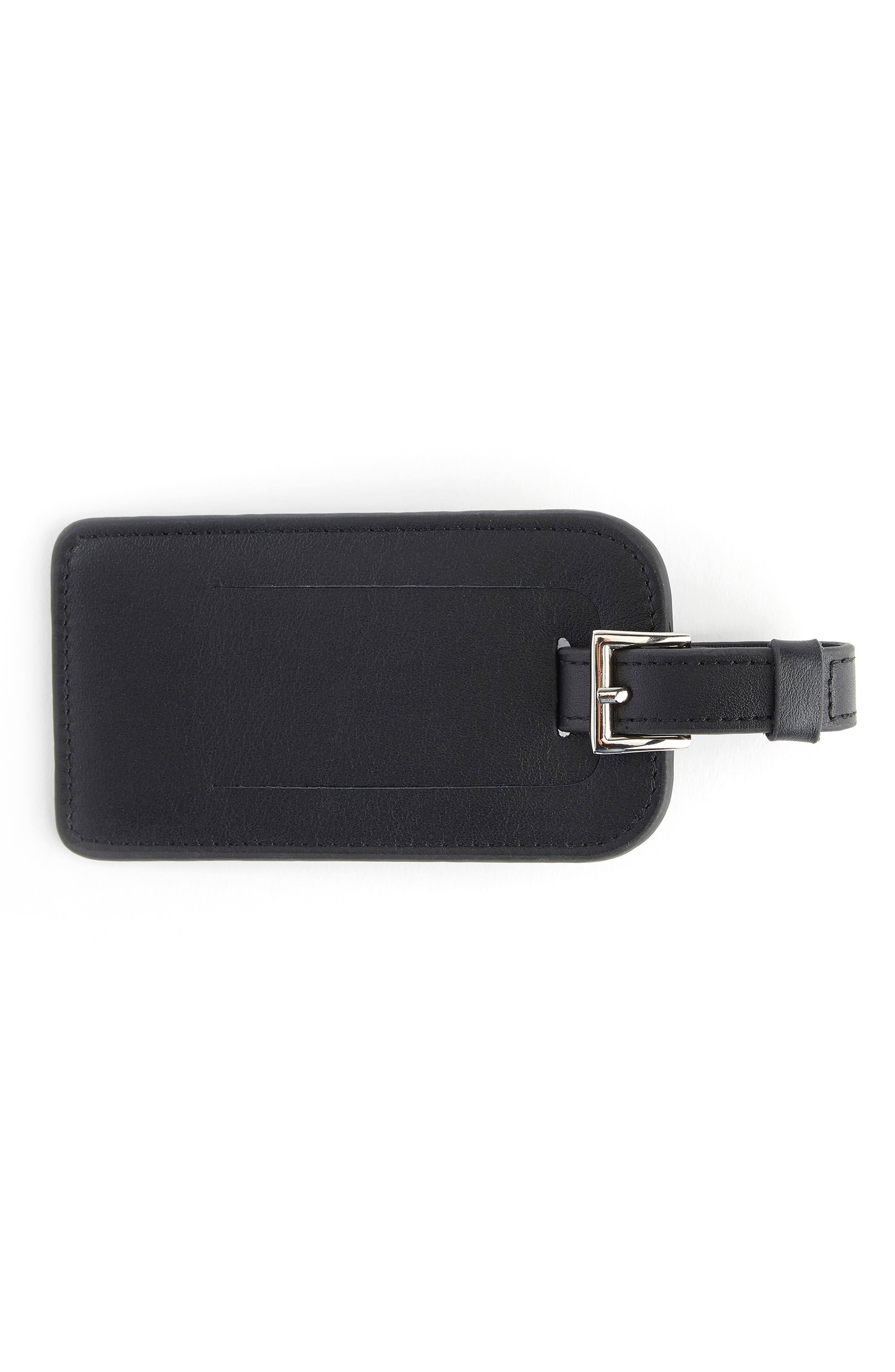 ROYCE New York Personalized Leather Luggage Tag, Alternate, color, Black- Deboss