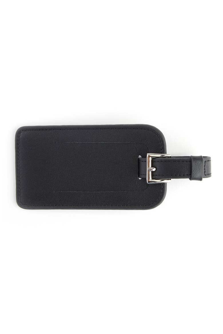 Leather Luggage Tag, Alternate, color, BLACK