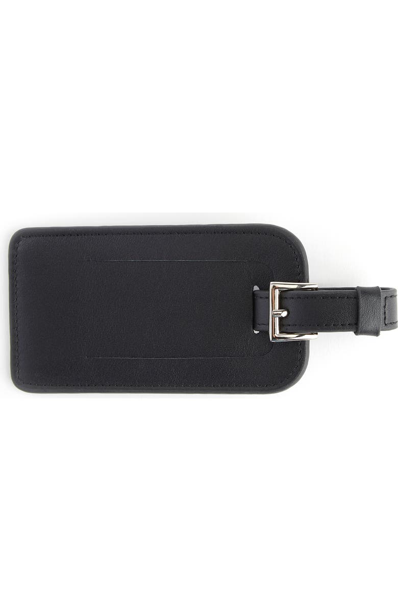ROYCE New York Personalized Leather Luggage Tag, Alternate, color, Black- Deboss