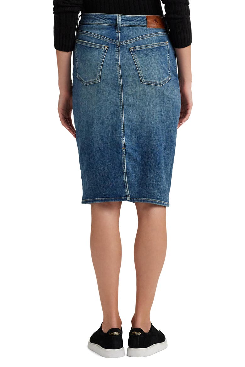 Denim Skirt, Alternate, color, SUNSET INDIGO WASH
