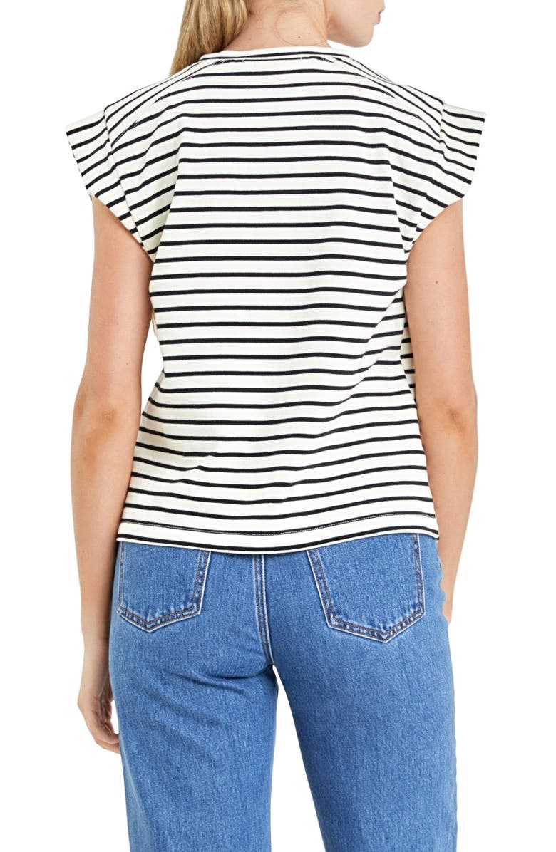 English Factory Stripe Cotton T-Shirt, Alternate, color, White/ Black