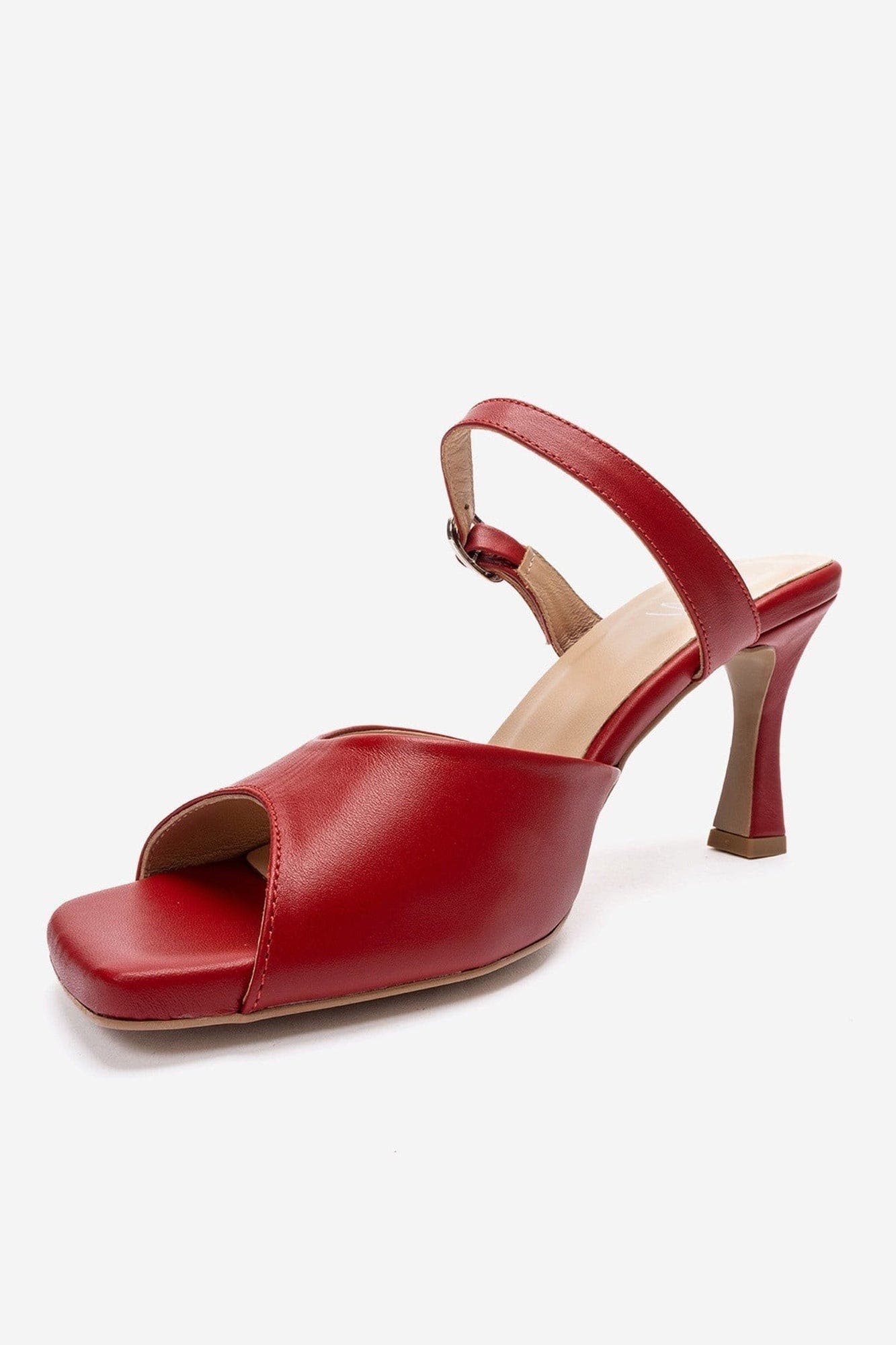 Urael Leather Stiletto Strap Sandal, Alternate, color, Red