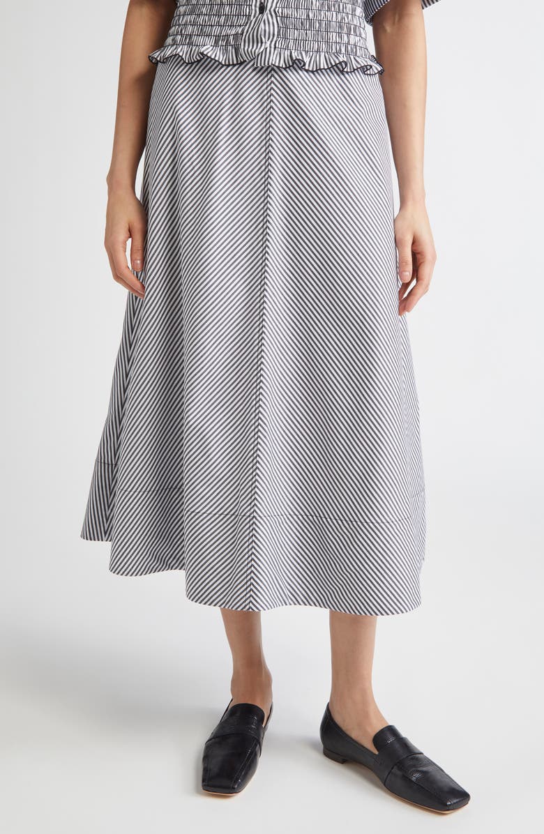 Brandon Maxwell The Knox Stripe Cotton Circle Skirt, Main, color, Black/ White Stripe