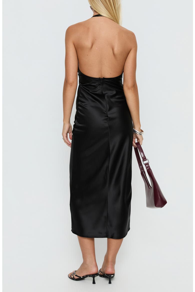 Jessamyn Satin Halter Midi Dress, Alternate, color, BLACK